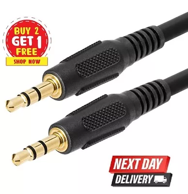 Headphone 3.5mm Aux Cable Audio Lead Jack Stereo PC Car Male To Male 0.3m To 10m • £1.29