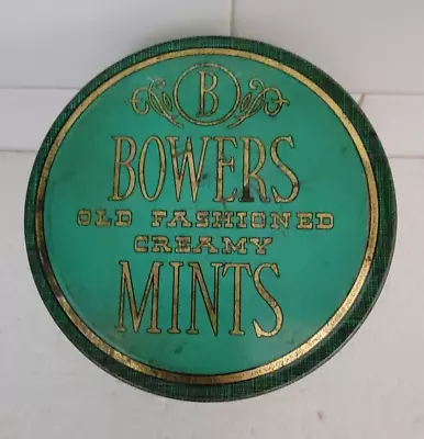  Vintage  1960's Bowers Old Fashioned Creamy Mints Collector's Tin  ~Aqua Green • $11