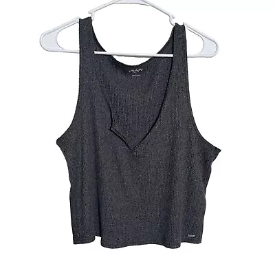 Gilly Hicks Tank Women's Large Gray V-Neck Ribbed Top Blouse Sleeveless • $6.30