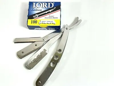 New Navajas De Afeitar Barbero Profesional Acero Inoxidable Kit LORD 100 Hojas • $15.95