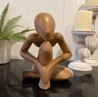 Abstract  Balinese Wood Carving Yoga Meditating Sculpture Handcrafted Display  • $38