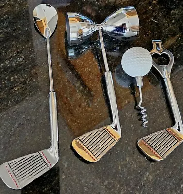 GOLF CLUB Vintage Stainless Steel Bar Tools - Set Of Made In Japan - 5  To 9   • $10.70
