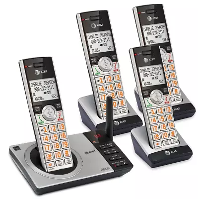 AT&T CL82407 DECT 6.0 4-Handset Cordless Phone For Home 4 Handsets Silver USA • $59.99