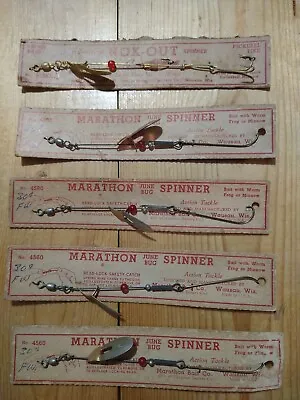 Vintage Fishing Lure Lot Marathon June Bug Spinners & Nok Out Spinner NOS • $45