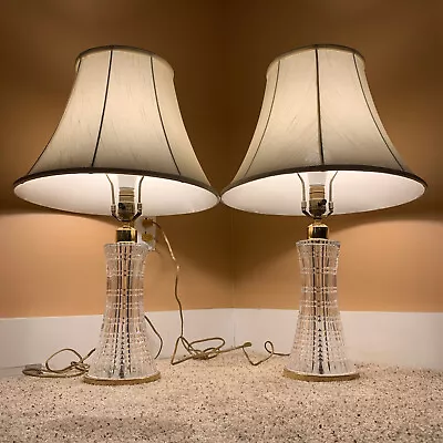 Waterford LISMORE 7575 Diamond Cut 26” Fine Crystal Table Lamp •Lot Of 2 AMAZING • $879