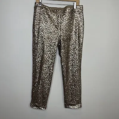 Ann Taylor Gold Sparkly Shiny Sequin Ankle Pants Size 8 • $21.95