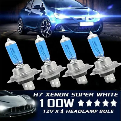 4Pcs H7 Headlight 100W Xenon Bulbs Super White Lamp Light Effect HID Car Bulb • £6.29