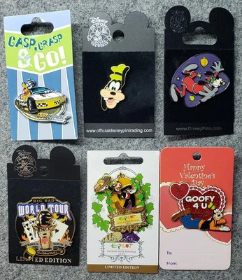 $9.99 • Buy Lot Of 6 Canine Themed Disney Pins WDW - NEW On Cards - Original - Free S&H #13