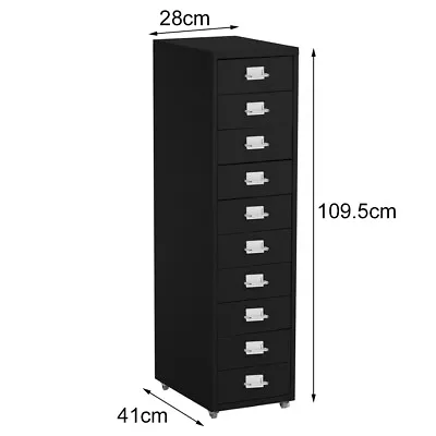 Multi Drawer Metal Home Office Filing Drawer Unit On Castors Cabinet Black White • £95.95