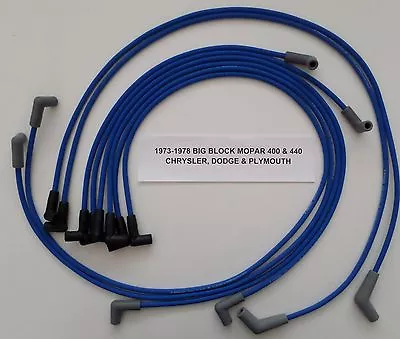 Big Block MOPAR 400-440 1973-1978 W/ HEI CAP BLUE Spiral Core Spark Plug Wires • $54.99