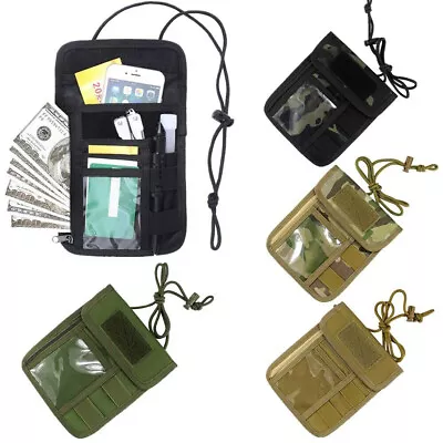 Tactical ID Card Case Patch Adjustable Neck Lanyard Credit Card Organizer Pouch • $10.99