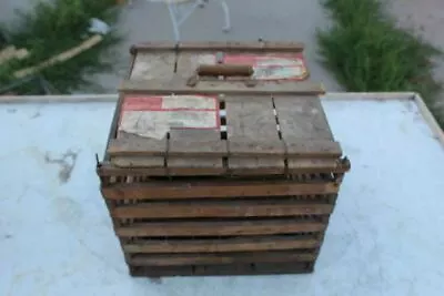 Antique Wooden Egg Crate Complete With Lid & Shipping Labels • $69