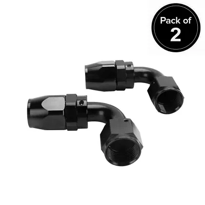 2Pcs 90° 90Degree Swivel Hose Line End Fitting Adaptor Fuel Oil AN10 10AN Black • $14.99