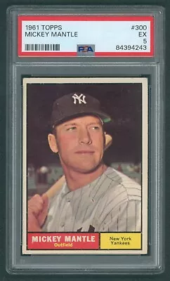 1961 Topps #300 Mickey Mantle PSA 5  New York Yankees • $640