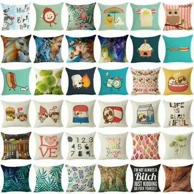 Cushion Cover 249 Style Cotton Linen Home Decor  Waist Throw Pillow Case • £5.26