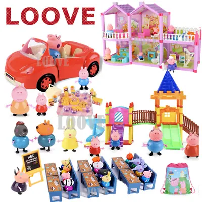 Play Set+ Peppa Pig Figures Playground Car House Gift Kid Toy Children Character • $28.79