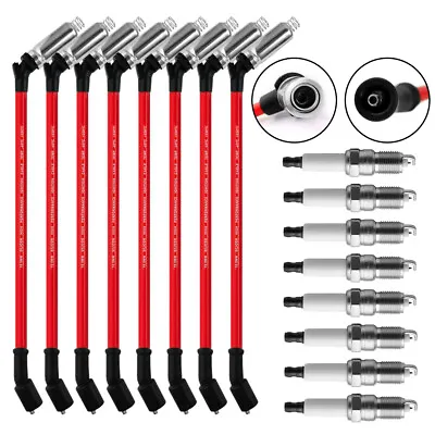 High Performance 8x Spark Plugs And 8x Wires Set For Chevy GMC 4.8L 5.3L 6.0L V8 • $34.94