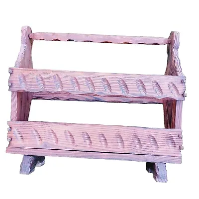 Vintage Wooden Newspaper Magazine Rack Stand Rustic Hand Carved Shabby Chic Dark • £3.99