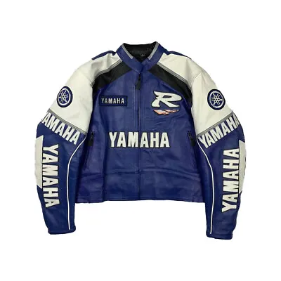 YAMAHA Motogp Racing Handmade Vintage Motorcycle Biker Cowhide Leather Jacket • £46.68