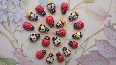 25 Mixed Tiny Wooden Bee And Ladybird/Ladybug Embellishment Craft Scrapbooking • £2.75