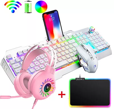 $92.89 • Buy AU Wireless Gaming Keyboard Mouse Wired Headset And Mat Combo RGB LED For PS4 PC