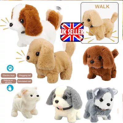 Electronic Robot Dog Walking Barking Tail Wagging Puppy Dog Plush Toy Kids Gift • £7.79