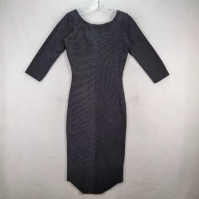 Ecote Womens Dress Size S Black Texutred Stretch Knit Scoop Back Slim Bodycon • $9.57