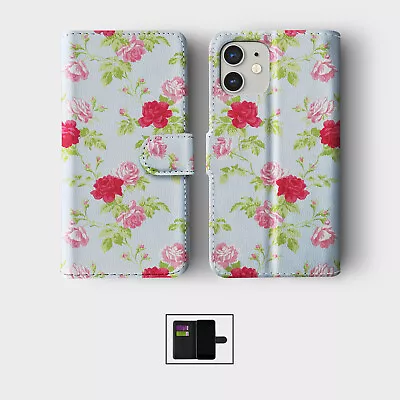 Case For Iphone 15 14 13 12 11 Se Pro Max Wallet Flip Phone Cover Floral Vintage • £8.99