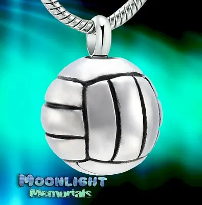 New Volleyball Ball Sports Silver Urn Cremation Memorial Necklace • $14.95