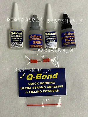 Q Bond Repair Kit Small Quick Bonding Adhesive Glue And Filler Black And Grey • £23.10