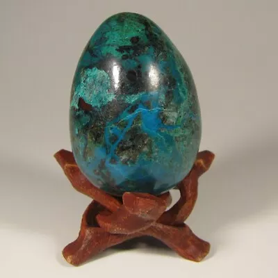 2.1  CHRYSOCOLLA MALACHITE & CUPRITE Egg Polished Gemstone W/ Stand – Peru • $5.05