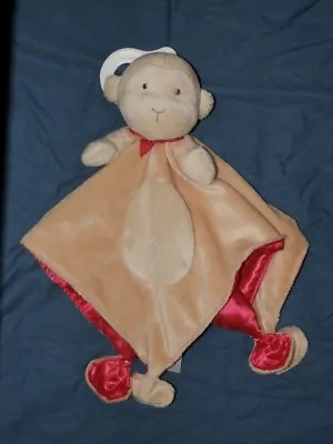 Carter's Monkey Minky Plush Rattle Blanket Tan Red New Baby Lovey Lovie Boy Girl • $15.99