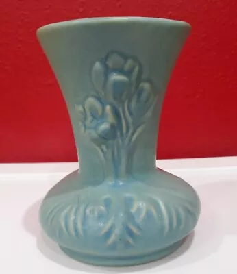 Vtg Van Briggle Pottery Aqua Ming Turquoise Blue Tulip Vase • $34.95