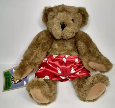 Vermont Teddy Bear Silky Red Heart Boxers Valentines Day Love Jointed Plush 16  • $12.50