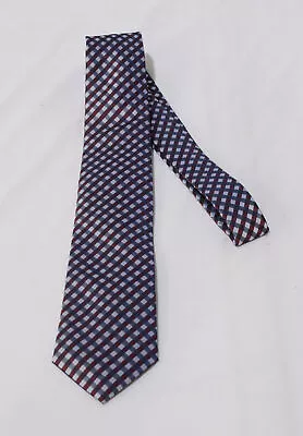 Twenty Dollar Tie Men's Hand Made Silk Checkered Neck Tie AC9 Navy One Size • $7.98