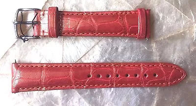 Michele Bright Coral Silky  Fabric/ Alligator 16mm Watch Band Ms16aa510654 $220 • $44.55