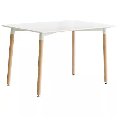 Mid-Century Modern Rectangular 4 Ft. Dining Table With White Tabletop And Solid • $270.81