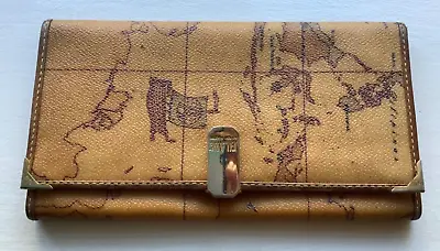 ALVIERO MARTINI Prima Classe VINTAGE Geo World Map-Wallet-Envelope Clutch Large • $42