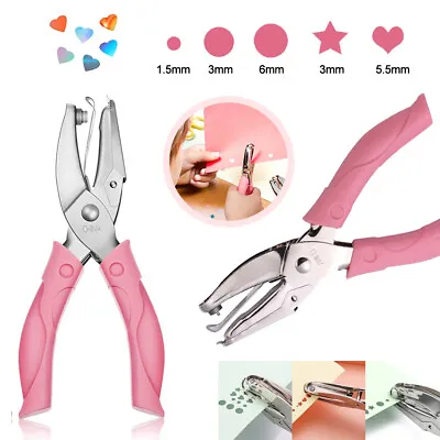 Circle/Heart/Star Shaped Metal Hole Punch Pliers Soft Grip Paper Hand Puncher AU • $7.83