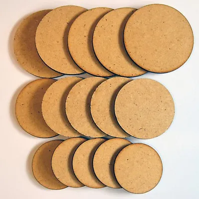 10x 2mm Wooden MDF Shapes Circle Blanks Craft Embellishments Decoration 10-140mm • £2.23