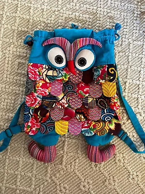 Quilt Boho Patchwork Owl Bag Hippy Purse Kids Backpack Cute Patterned 17” Tall • $12