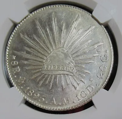 Mexico: 1895-Mo AM Silver 8 Reales KM-377.10 NGC MS-61 • $611.28