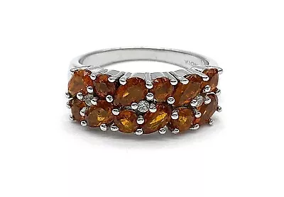 HSN Sterling Silver 2-row Citrine Ring. Size 7 • £66.16