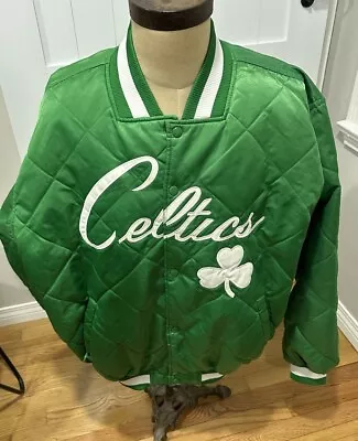 Vintage Majestic Boston Celtics Quilted Lined Bomber NBA Basketball Jacket 2XL • $125