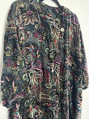 Hampstead Bazaar Gorgeous Silk Blend Devoré Velvet Kimono Long Jacket One Size • £90