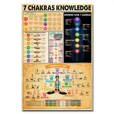 7 Chakras Knowledge Psychology Medical Poster Science Wall Art Picture Print • $5.26