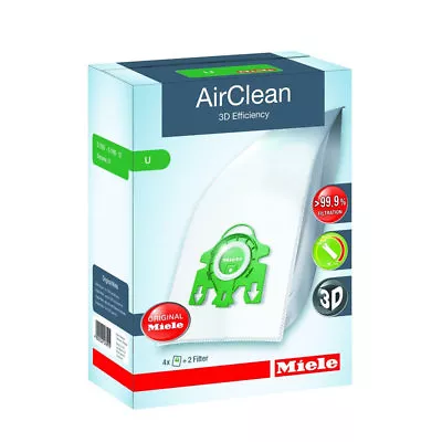 Miele 10123230 AirClean 3D Efficiency Dust Bag Type U 4 Count 2 Air Filters • $22.99