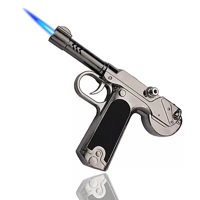 Pistol Shaped Gun Lighter Fireplace Butane Torch Lighter Windproof Refillable • $13.99