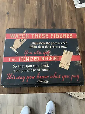 Vintage National Cash Register Receipt Sign (Very Rare) Large • $95
