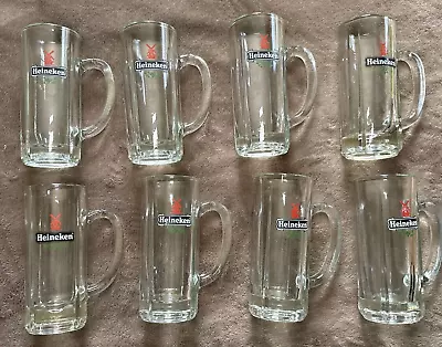 Vintage HEINEKEN Beer Mug Windmill Logo Heavy Glass 6 1/2” Tall EX+ Cond * 8-pcs • $89.95